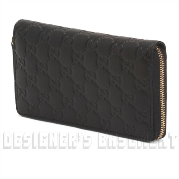GUCCI black GUCCISSIMA GG leather Zip around checkbook Wallet Clutch Purse NIB - Picture 5 of 7